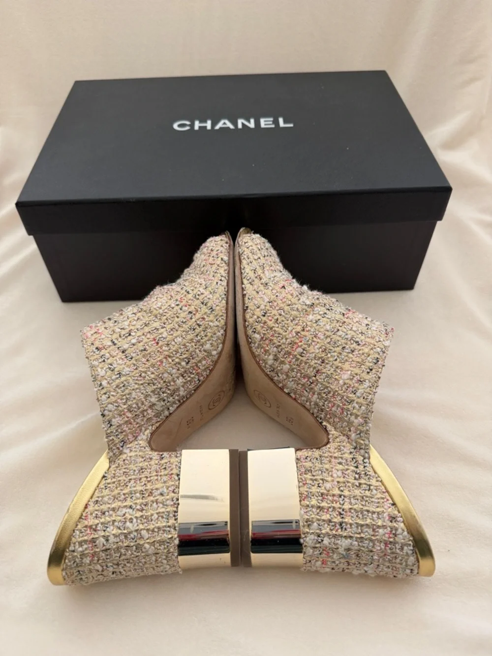 CHANEL Tweed Mules